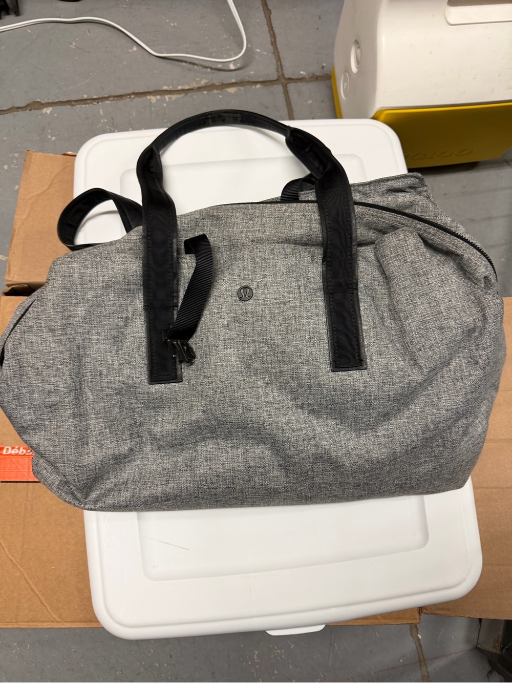 lululemon athletic Gray Duffel Bag with Black Handles